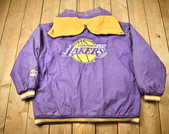 Vintage 1990s Los Angeles Lakers NBA Full Zip Puffer Jacket / Game Day Jacket / Lakers / Color Block / Sportswear / Patchwork / Embroidered
