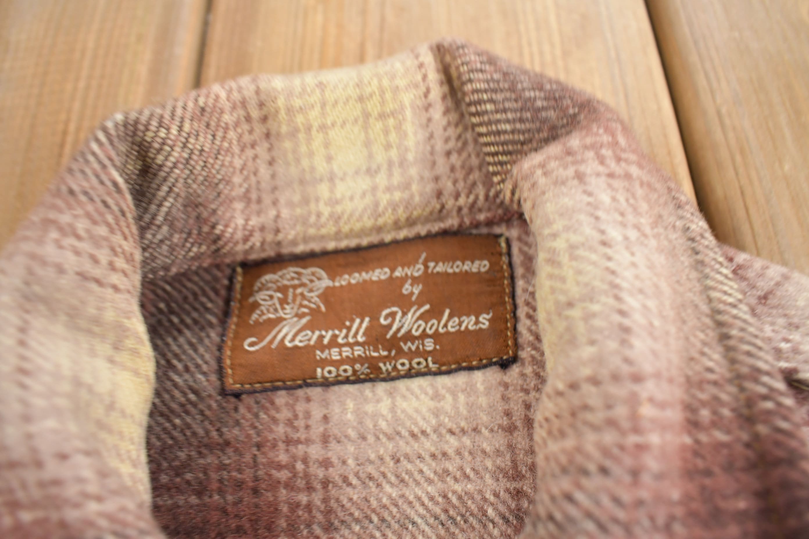 Vintage 40s Merrill Woolens Shadow Plaid Wool Western Jacket