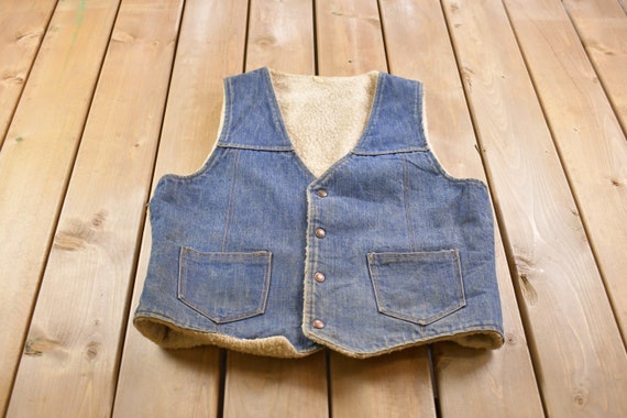 70’s Blue Denim Sherpa Lined Vest by Do Nothing by Sedge Field main image 1