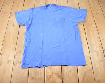 Vintage 1990s Fruit Of The Loom Blank Pocket Single Stitch T-Shirt Made In USA
