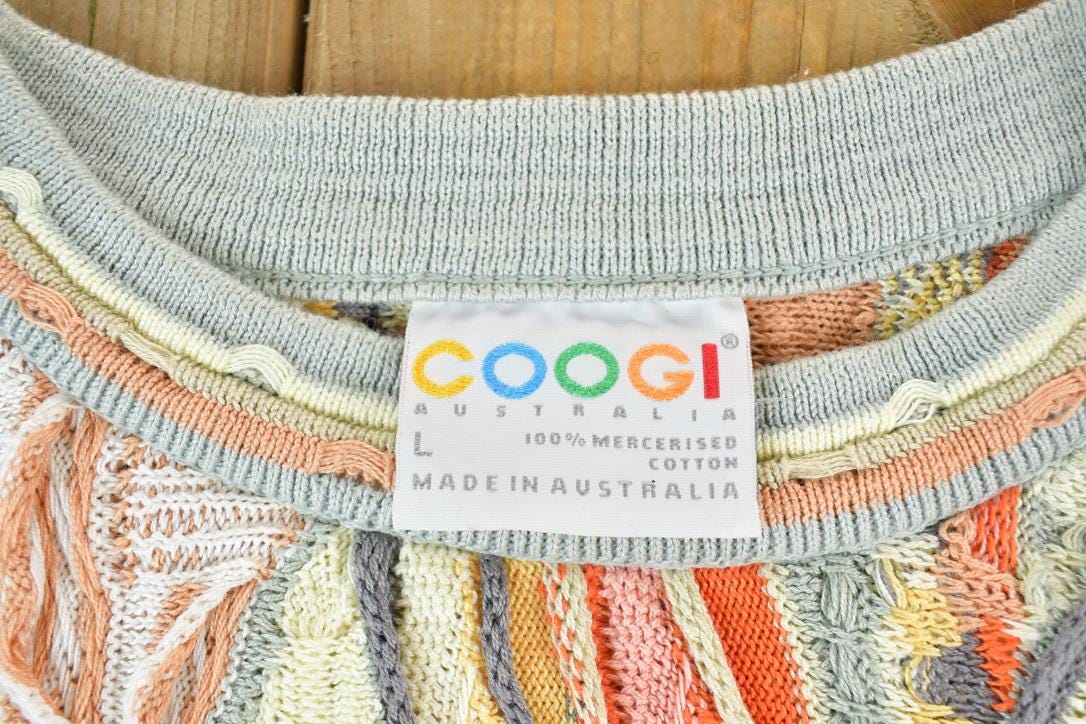 Vintage 1990s Coogi Made in Australia 3D Knit 100% Cotton Abstract ...