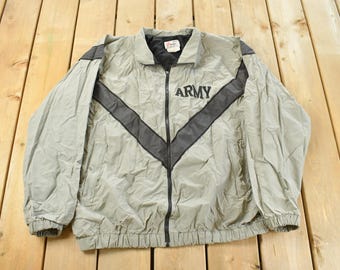 Vintage 90s 00s Y2K US Army Military Star Windbreaker Jacket Black