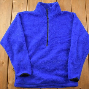 Vintage 1990s Blank Blue REI Fleece Sweater / Outdoorsman / 90s Sweater / Streetwear / Hiking / Fleece Zip up / Half Zip / Rei Outdoor Gear