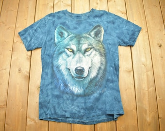 Vintage 1990s Grey Wolf Tie Dye Graphic T Shirt Men's L / Wolf Theme T Shirt / Outdoorsman / Wolf Tee / Wilderness / Vintage Wolf