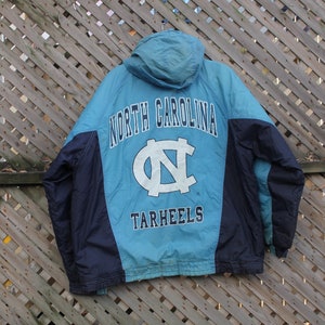 Vintage 1990s University Of North Carolina Tar Heels Puffer Jacket / Sportswear / Streetwear / Collegiate Jacket / Color Block / UNC image 4
