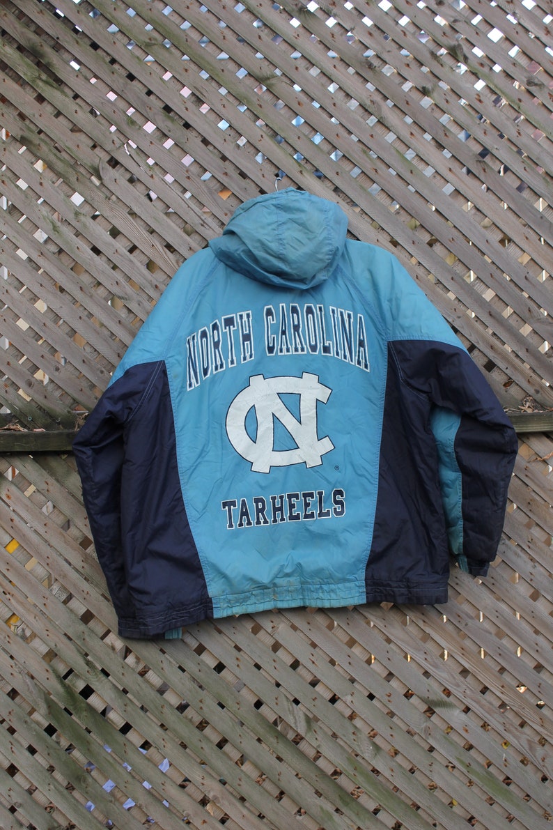 Vintage 1990s University Of North Carolina Tar Heels Puffer Jacket / Sportswear / Streetwear / Collegiate Jacket / Color Block / UNC image 4