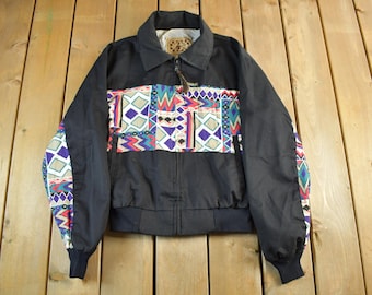 Vintage 90s Neon Aztec Western Windbreaker Jacket - Sz XL Fits