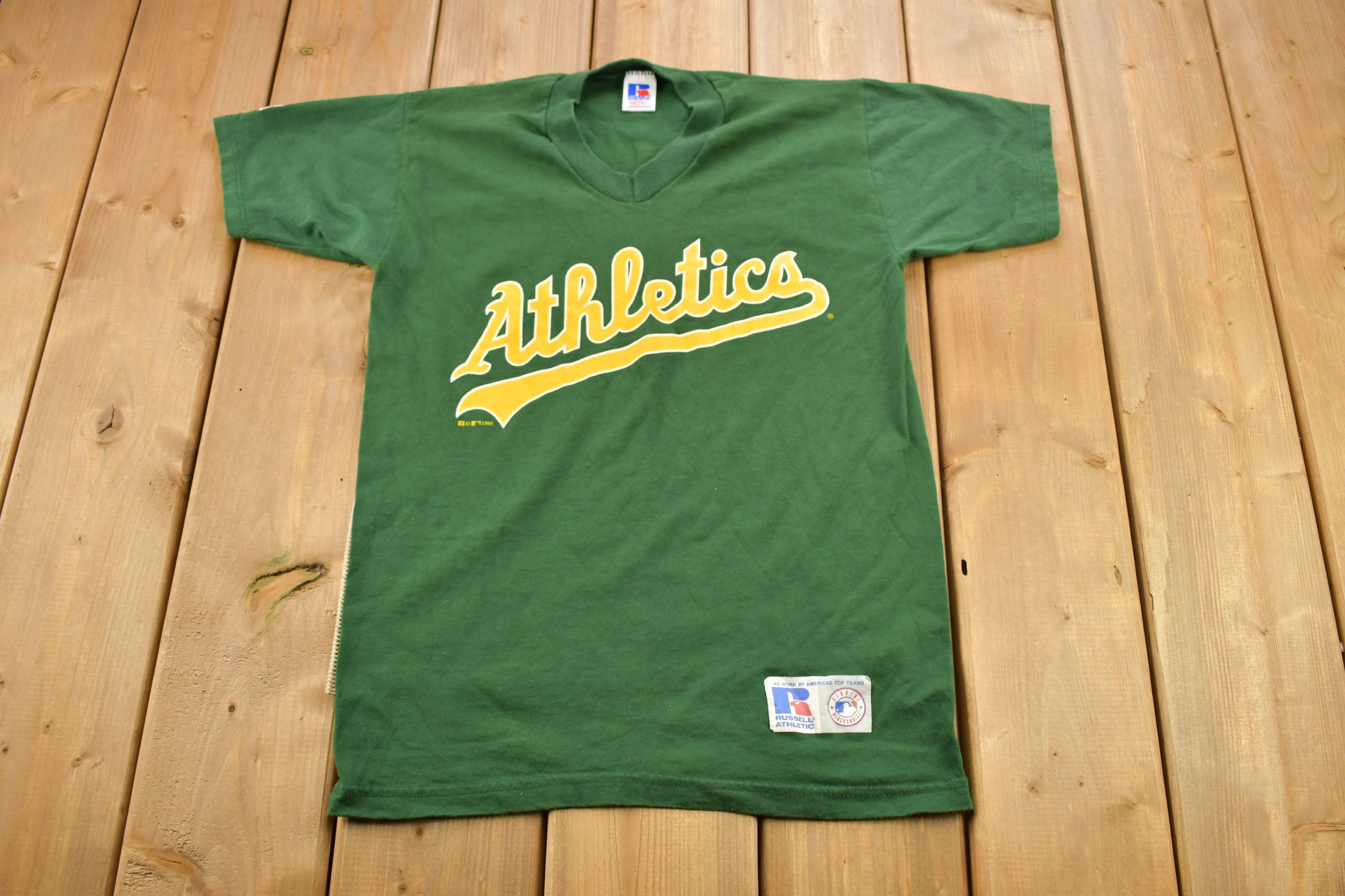 Vintage Early 90s Logo 7 Oakland Athletics A's T-Shirt Size YOUTH