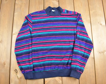Vintage 1990s Alfred Dunner Striped Mockneck Sweatshirt / 90s Mockneck / Cute / Athleisure / Streetwear / Vintage Sweater
