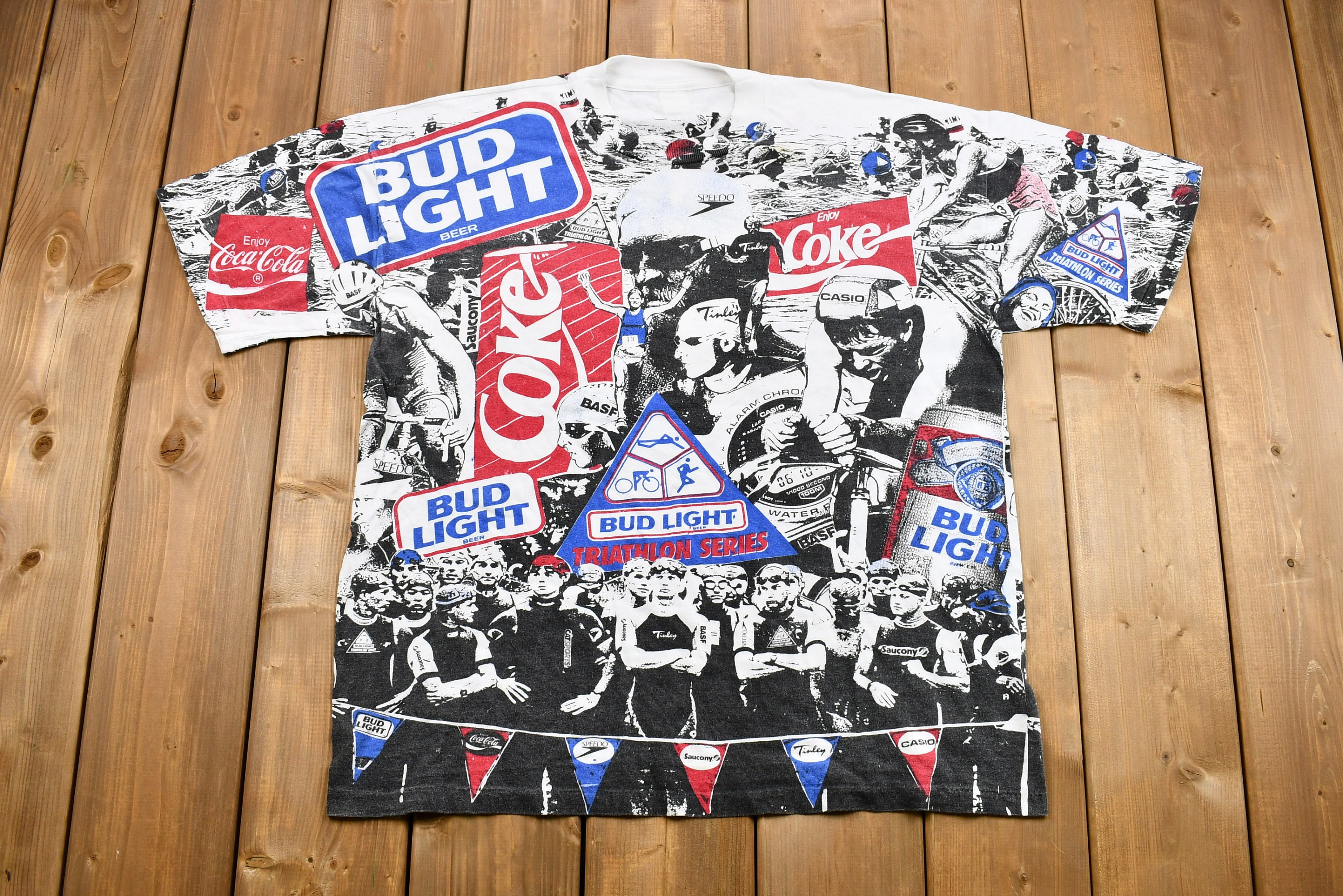 Vintage 1992 Bud Light Triathlon Series Delaware Graphic T-shirt