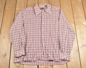 Vintage 1970s JC Penney Western Plaid Button Up Shirt / Rodeo Shirt / Cowboy Shirt / Flannel Shirt / South Western