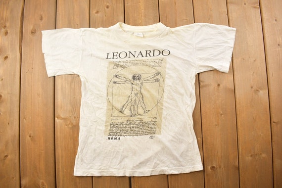 Vintage 1980s Leonardo Da Vinci Vitruvian Man Graphic T Vintage 1980s Leonardo Da Vinci Vitruvian Man Graphic T