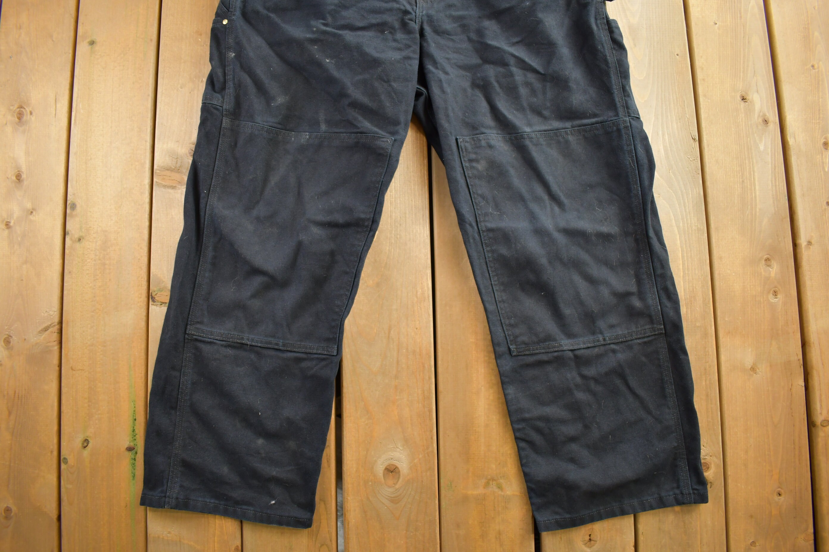 Vintage 1990s Carhartt Black Double Knee Canvas Overalls Size 44 X