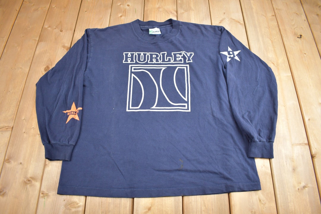 Vintage Y2K Hurley Skate Double Sided Graphic T Shirt Blue L
