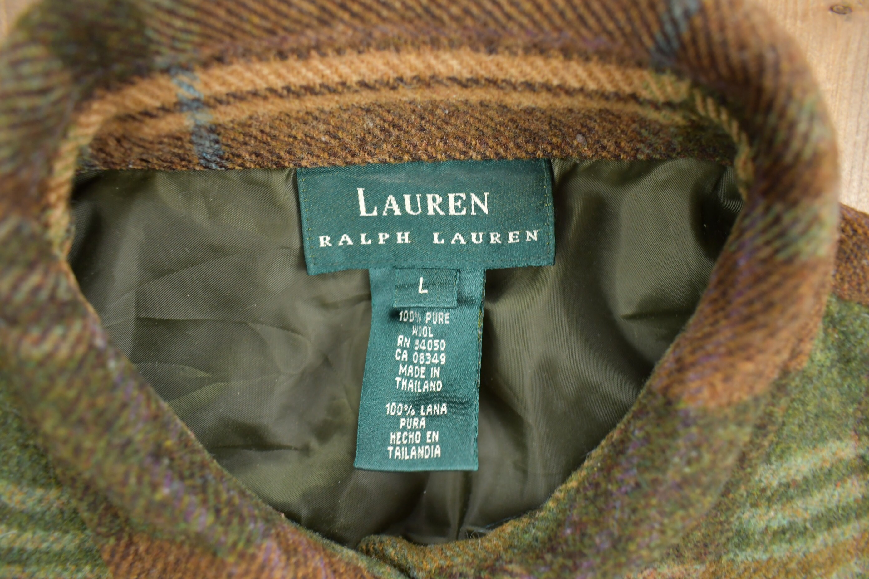 Vintage 1990s Lauren Ralph Lauren Wool Zip Flannel / Light