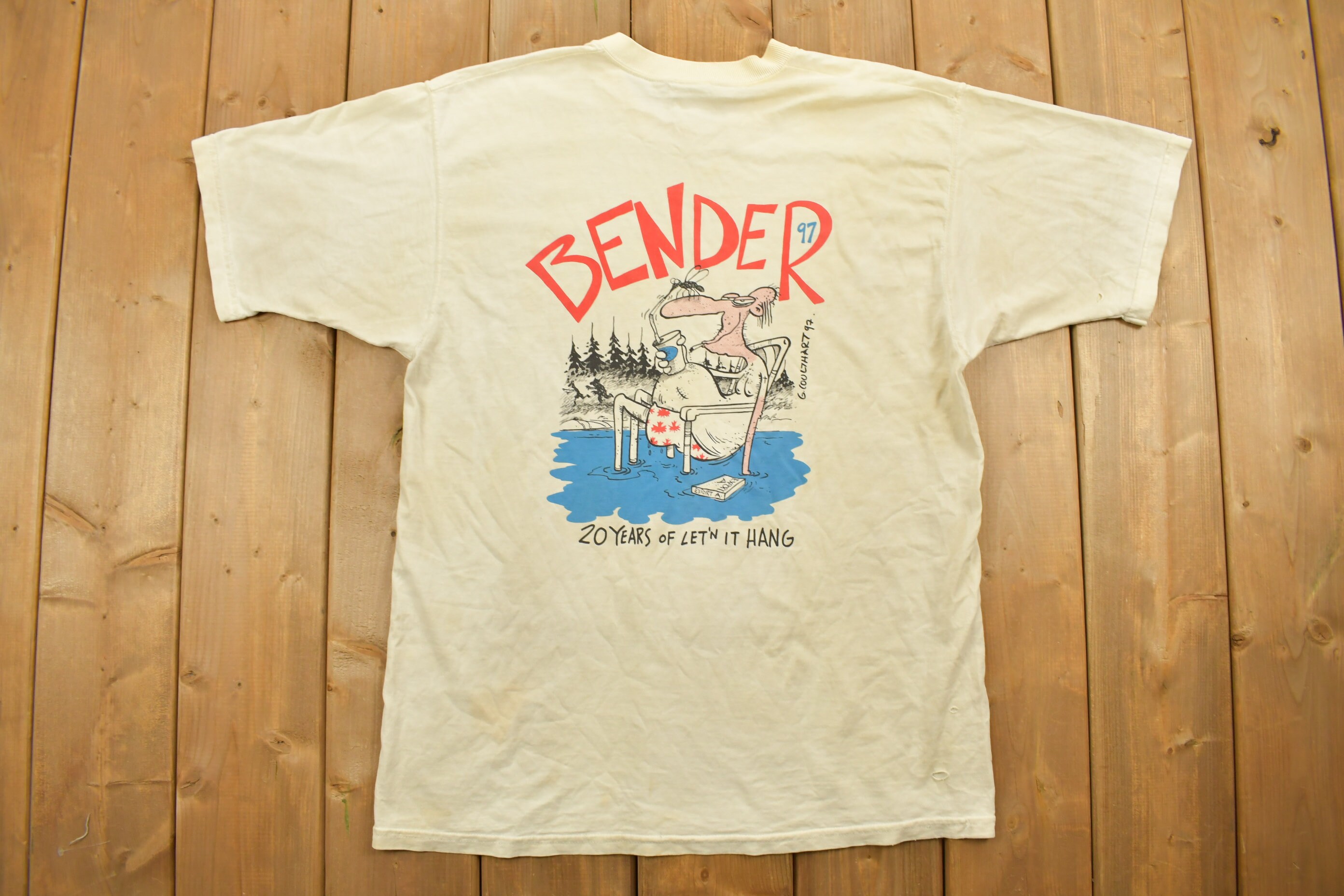 Vintage 1997 Bender Funny Graphic T-shirt / Streetwear / Retro