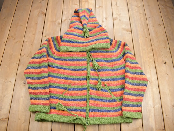 トップス old 90's wool knit antique Vintage 90s Kids/youth/toddler Striped Wool Knit Sweater Red