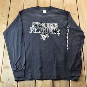 Vintage 1990s Pittsburgh Penguins NHL Hockey Long Sleeve Graphic T-Shirt / Game Day Tee / Vintage NHL