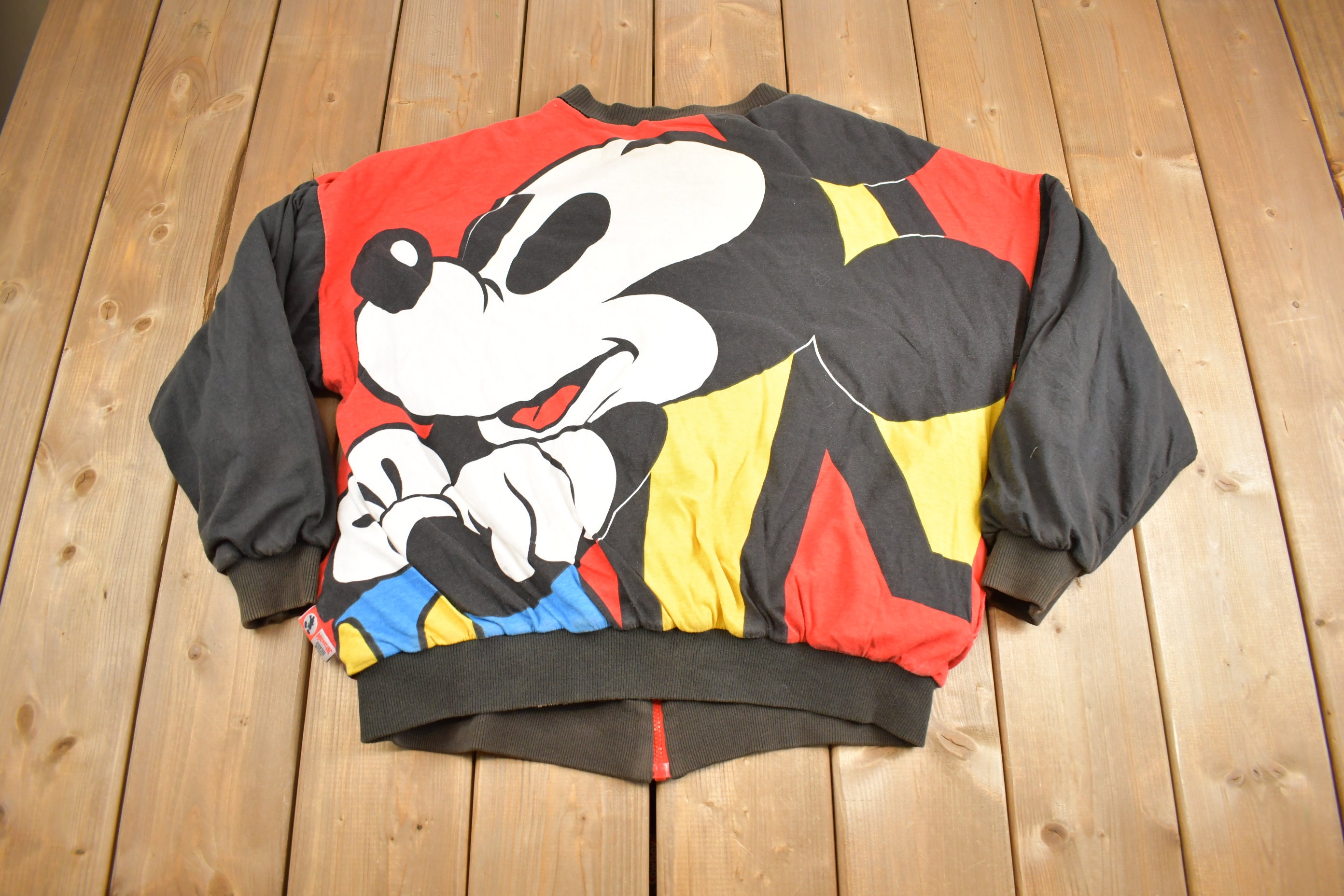 Vintage 1990s Disney Mickey Mouse All Over Print Reversible Jacket 