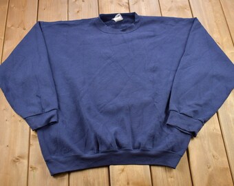 Vintage 1990s Blank Navy Blue Crewneck Sweatshirt / 90s Crewneck / Made In USA / Essential / Streetwear / 90s Blank