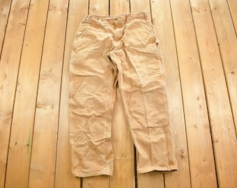 Vintage 1990s Carhartt Beige Double Knee Work Pants Size 35 x 29 / Dungaree Fit / 90s Workwear / Carpenter / Double Knees