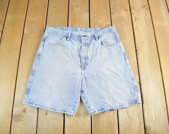 Vintage 1990s Rustler Distressed Denim Shorts Men's 35 / Jorts / Workwear / 90s Denim Jeans / Jean Shorts