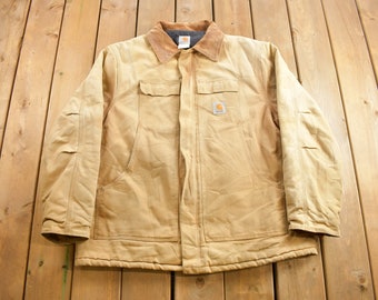 Vintage 1990s Traditional Carhartt Work Coat / Workwear / Vintage Carhartt / Distressed Carhartt / Made In USA / Size 50