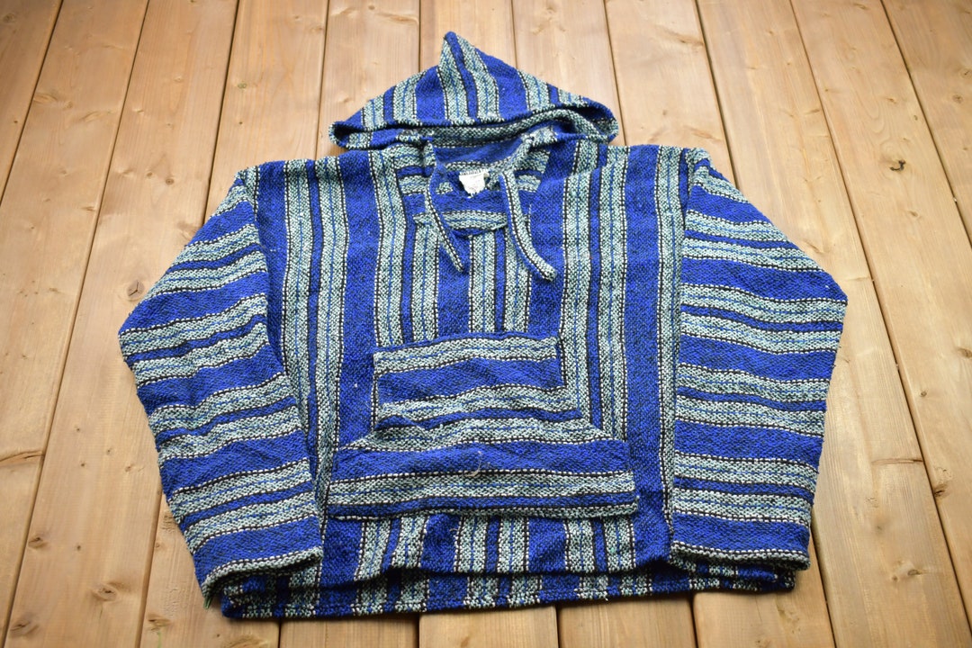 Vintage 1990s Knitted Baja Hooded Sweater / Vintage 90s Baja / All Over ...