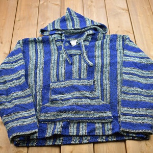 Vintage 1990s Knitted Baja Hooded Sweater / Vintage 90s Baja / All Over Pattern / Colorful / Sweatshirt / Abstract Pattern / Baja Hoodie