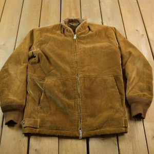 80sヴィンテージ！MIGHTY MACトラッカージャケットハーフベルテッド Vintage 1980s Mighty Mac Brown Corduroy Zip up Jacket / Outerwear