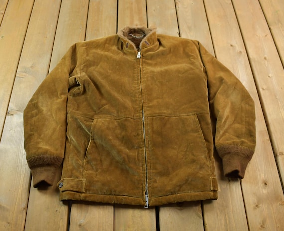 Vintage 1980s Mighty Mac Brown Corduroy Zip up Jacket / Outerwear
