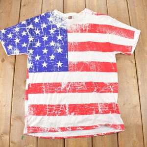 Vintage 1990s USA Flag Graphic Souvenir T Shirt / Streetwear / American Flag / Travel T Shirt