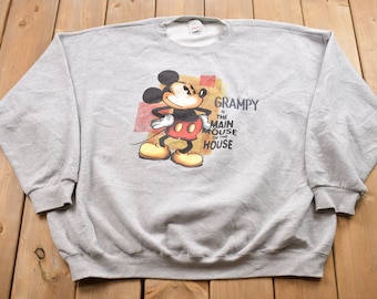 Vintage 1990s Mickey Mouse Disney Grandpa Crewneck / Vintage Sweatshirt / Vintage Disney / Mickey / Embroidered / Vintage Grandpa Sweater