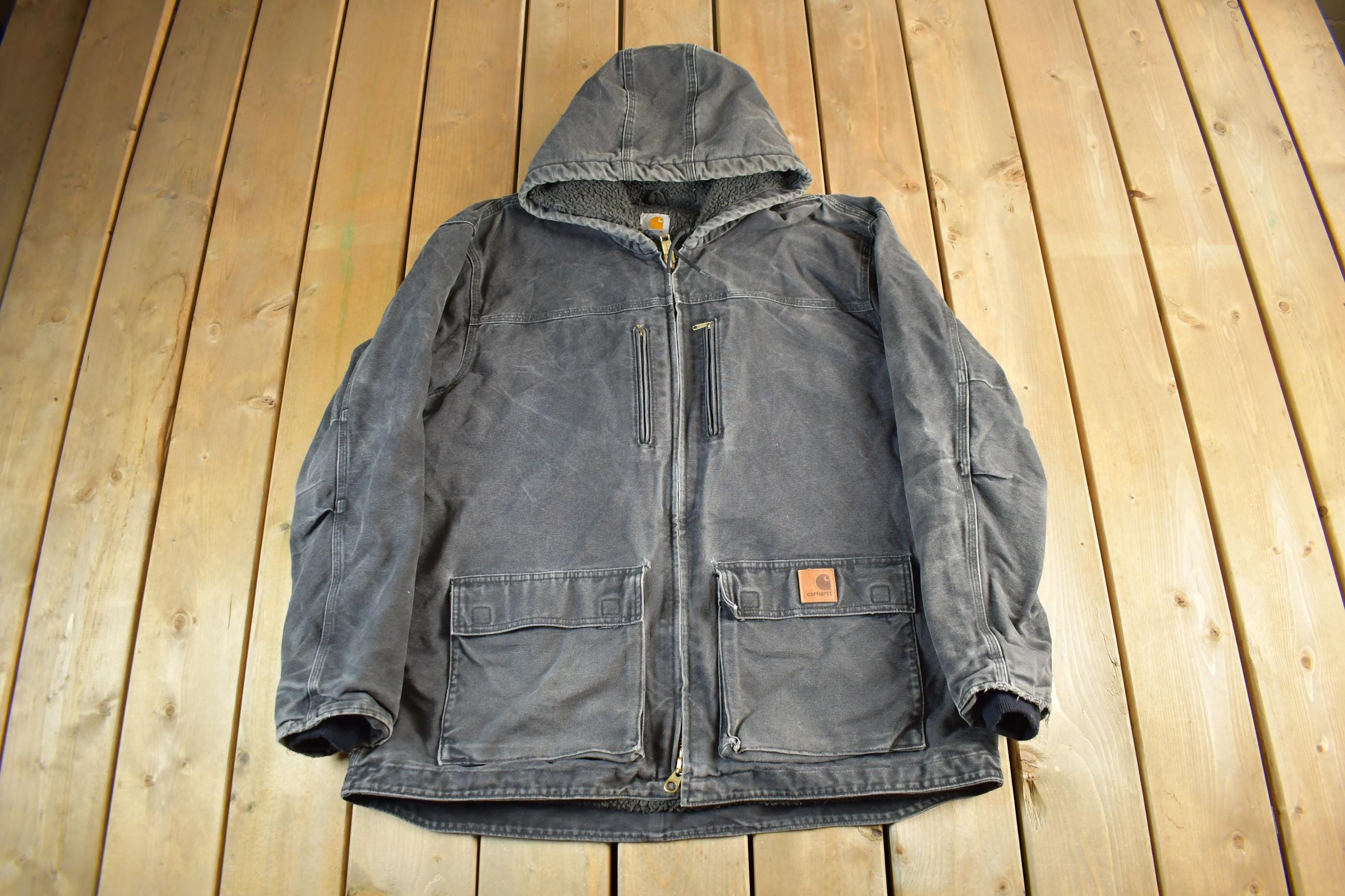 Vintage 2000s Carhartt Hooded Sherpa Lined Jacket Mens XL 