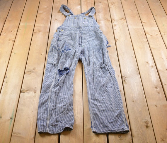 Vintage 1970s Big Smith Striped Overalls Size Lar… - image 2