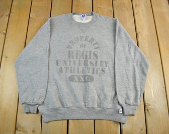 Vintage 1990s Regis University Athletics Crewneck Sweatshirt Men's L / Made In USA / 90s Collegiate / College Sweater / Russell Athletic