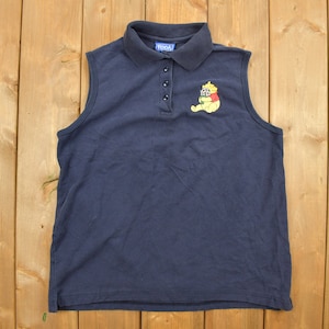 Vintage 1990s Winnie The Pooh Printed Sleeveless Polo Shirt / 90s / Vintage Pooh Bear / Vintage Disney / Button Up / Cartoons