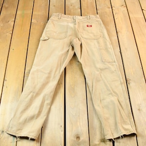 Vintage 2000s Tan Dickies Carpenter Work Pants Size 36 x 31 / 00s Carpenter Pants / Made In USA / Distressed Dickies / Vintage Workwear