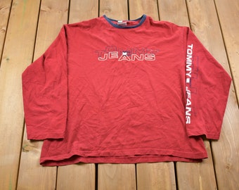 Vintage 1990s Tommy Hilfiger Tommy Jeans Long Sleeved T-Shirt / 90s Crewneck / Souvenir / Athleisure / Streetwear / 90s Tommy Hilfiger
