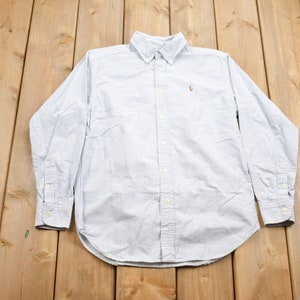 Vintage 1990s Polo Ralph Lauren Vertical Striped Button Up Shirt / 1990s Button Up / Vintage Flannel / Basic Button Up / 90s Polo / Vintage