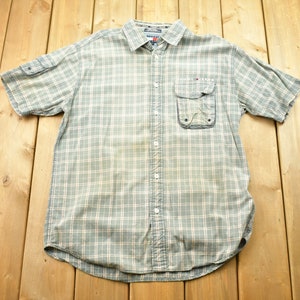Vintage 1990S Tommy Hilfiger Tommy Jeans Button Up Plaid Shirt / Tommy Hilfiger / 90s / Utility Shirt / Vintage Button Up