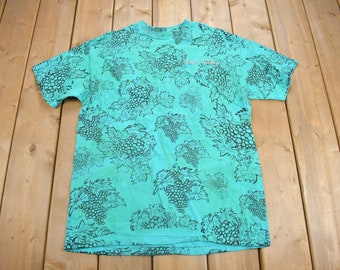 Vintage 1980s Napa Valley All Over Print Grape Theme Souvenir T Shirt / Vineyard / Made In USA / Winery / Travel T Shirt