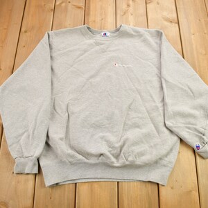 Vintage 1990s Champion Blank Grey Crewneck Sweatshirt / Made In USA / Vintage Champion / Vintage Blank