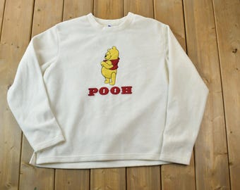 Vintage 1990s Pooh Bear Fleece Disney Crewneck / Vintage Sweatshirt / Vintage Disney / Mickey / Embroidered / Made In USA