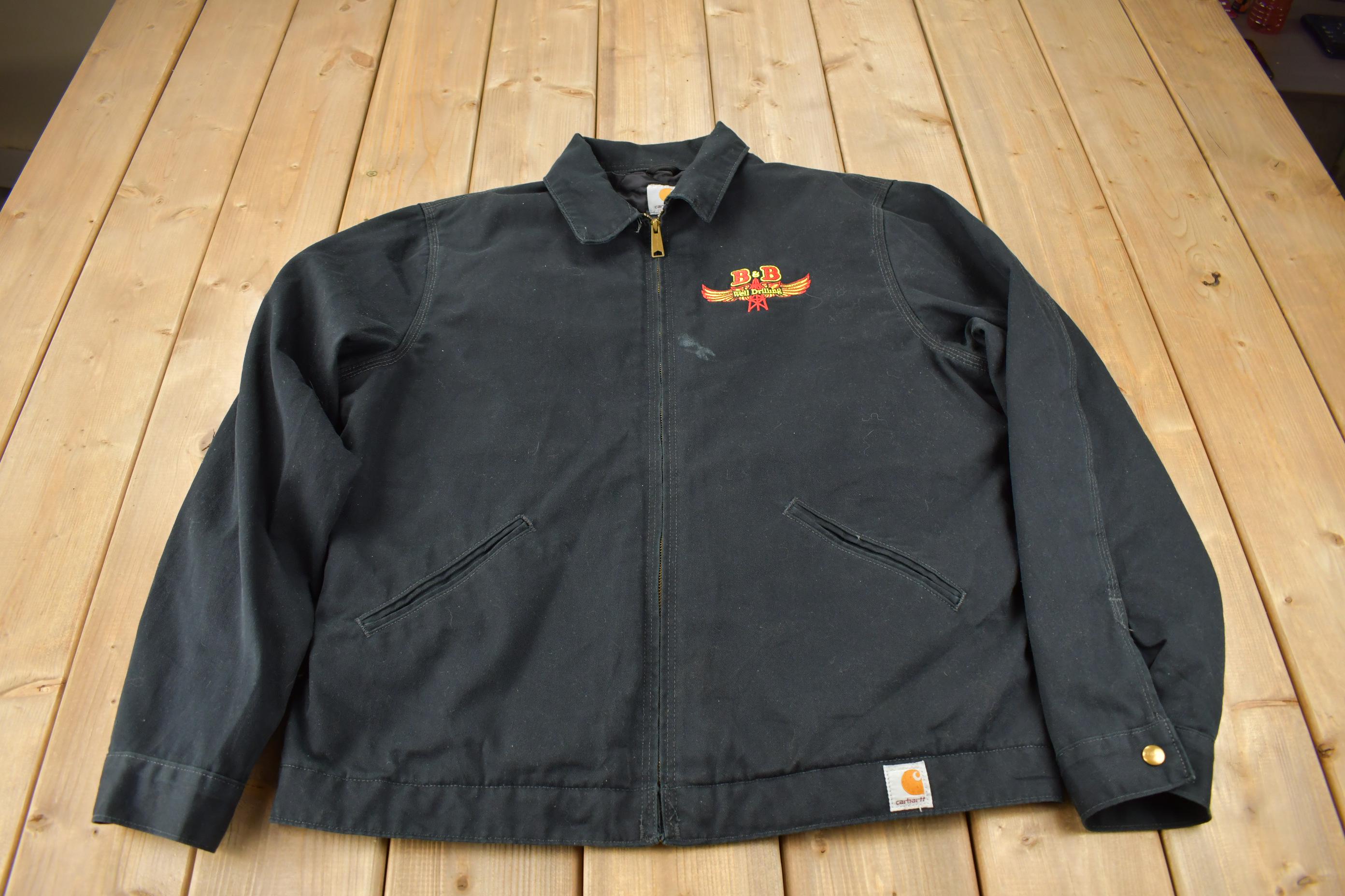Vintage Y2K Embroidered Carhartt Detroit Jacket Size L Oil