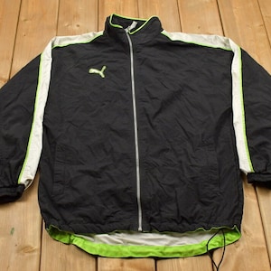 Vintage 1990s Puma Full Zip Reflective Windbreaker Jacket / 90s Puma / Athletic Spring Summer Sportswear / Streetwear / Athleisure / Puma