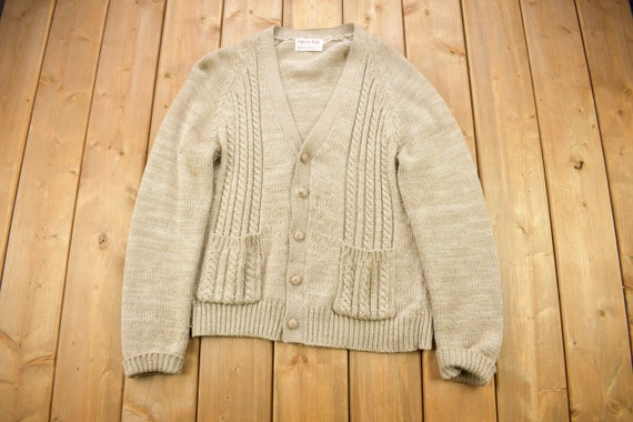 Vintage 1980s Career Club Cable Knitted Cardigan … - image 1