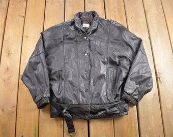 Vintage 1990s Leathers By Tibor Leather Jacket / Size XS / Black Leather Coat / Winter Outerwear / Streetwear