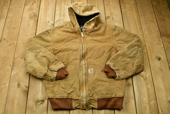 Vintage Carhartt Canvas Hooded Work Bomber Jacket AZTEC lining