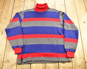 Sudadera vintage de cuello alto a rayas Polo Ralph Lauren de los años 80 / Ralph Lauren de los 90 / Polo vintage / Hecho en EE. UU. / Ropa urbana